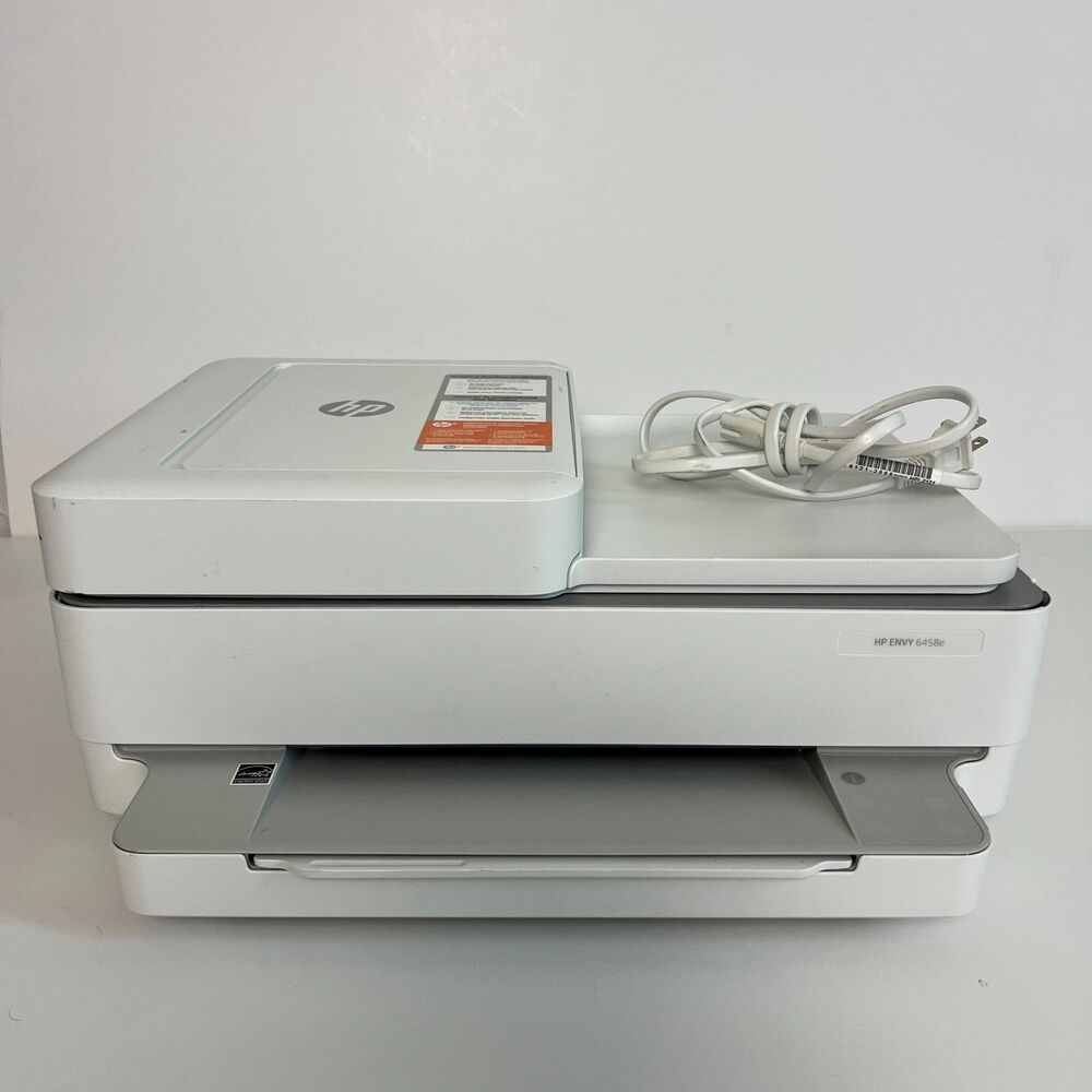 HP ENVY 6458e All-in-One Wireless Color Printer Tested W/ Cord Needs INK